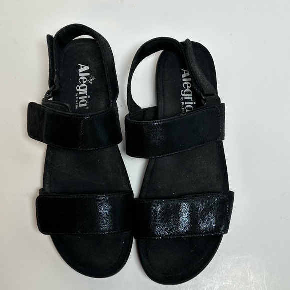 Alegria Black Comfy Walking Sandals with Easy Velcro Closures Sz 39 (US 8.5M) - Picture 2 of 9